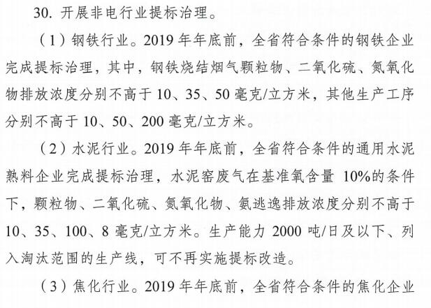 河南省2019年底前完成鋼鐵、水泥、焦化等六大行業(yè)超低排放改造