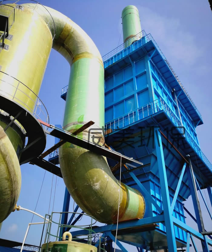 山東鄄城氰尿酸煙氣使用濕式電除塵器治理效果如圖,實現盡零排放,解決客戶后顧之憂