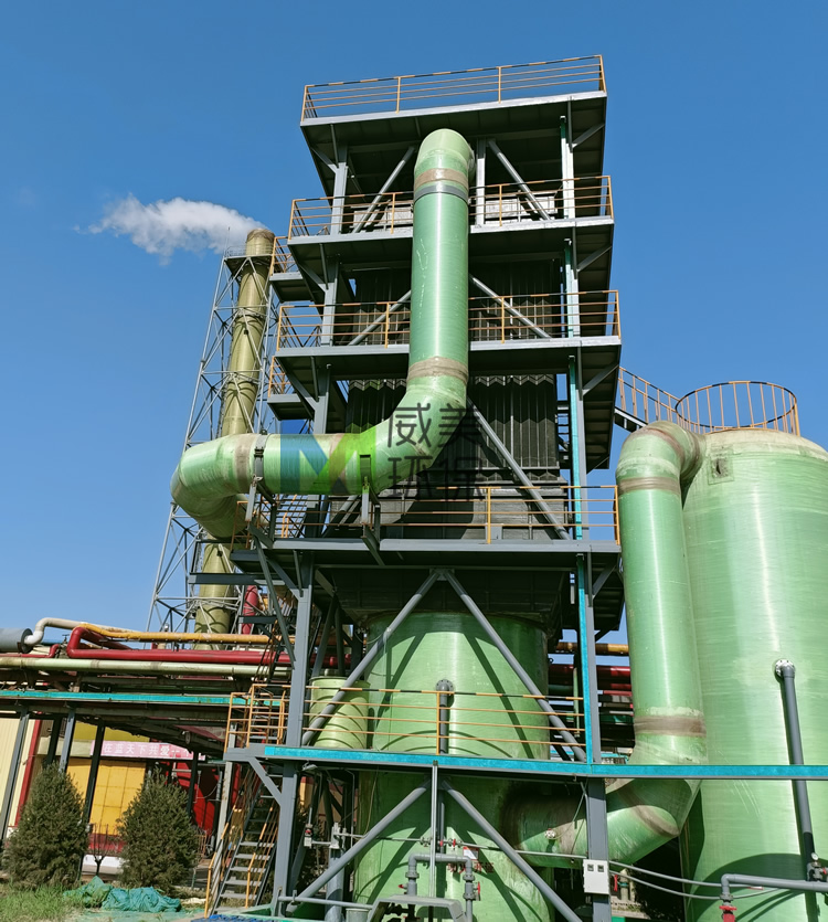 運(yùn)行在河北氰尿酸生產(chǎn)線末端的濕式靜電除霧器
